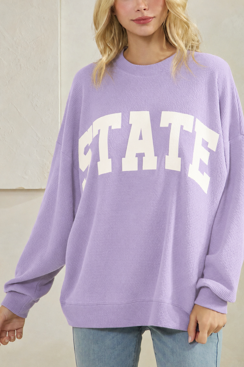 Lavender Cloud Knit State Crew