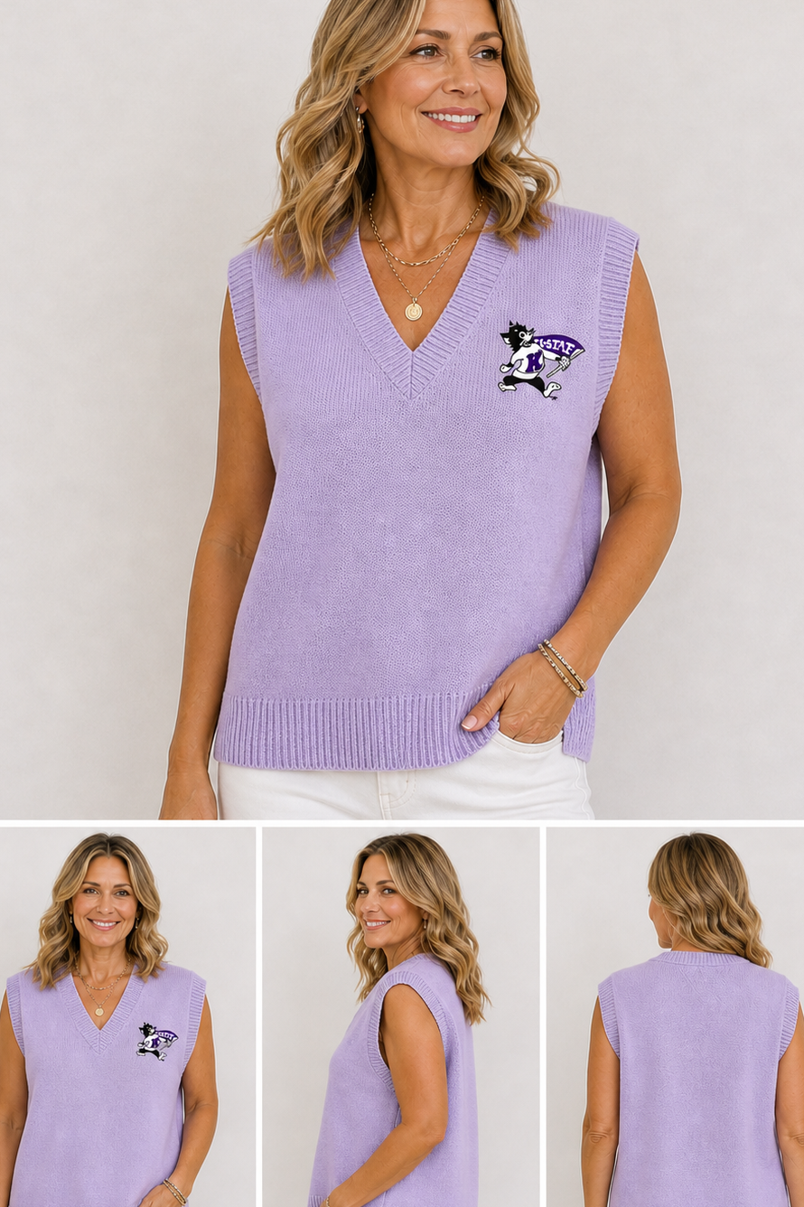 K-State Vintage Willie Knit Sweater Vest – Lavender