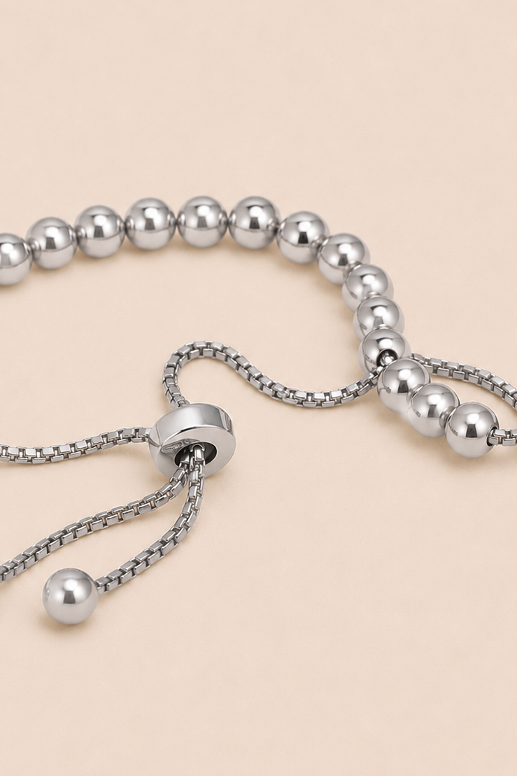 Powercat Beaded Bracelet - Silver
