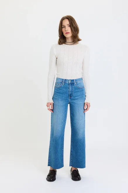 Daze- Pleaser High Rise Ankle Wide Jeans