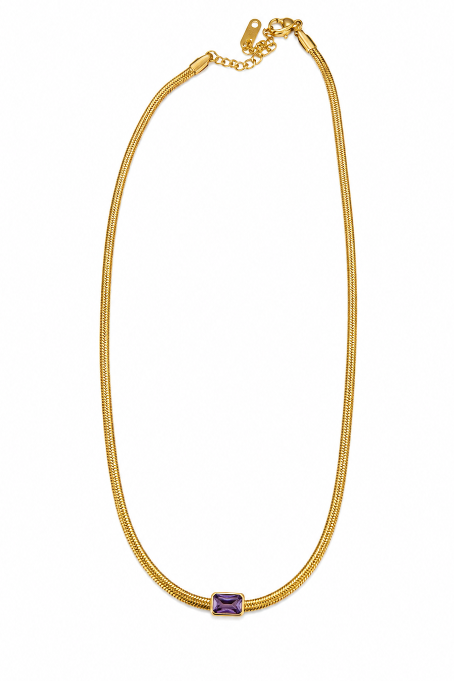 Gold necklace purple stone