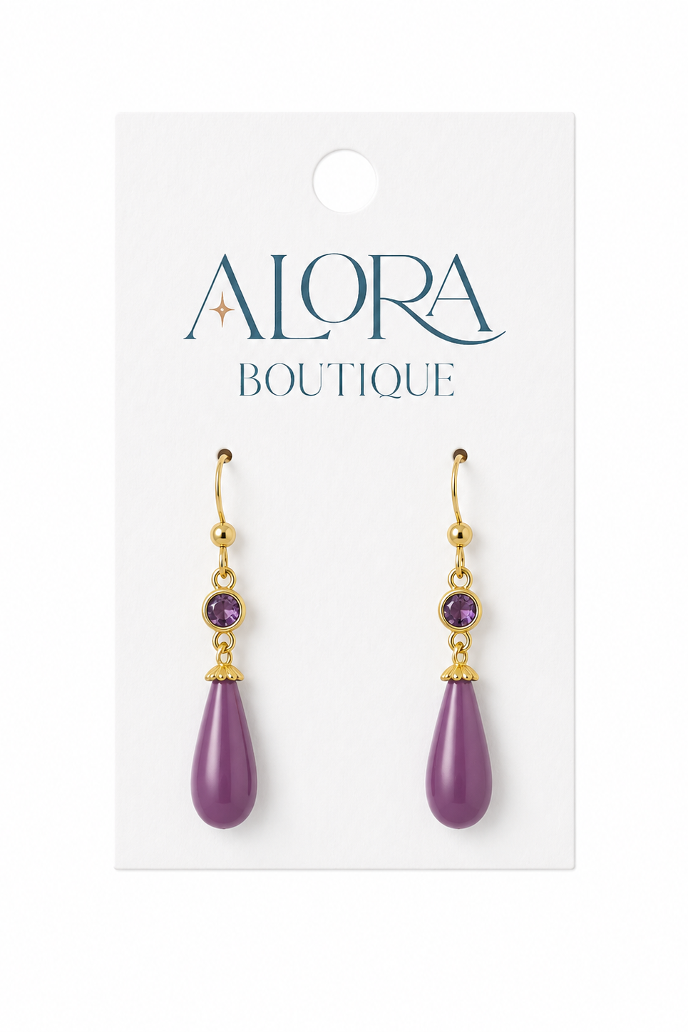 Purple drop earrings
