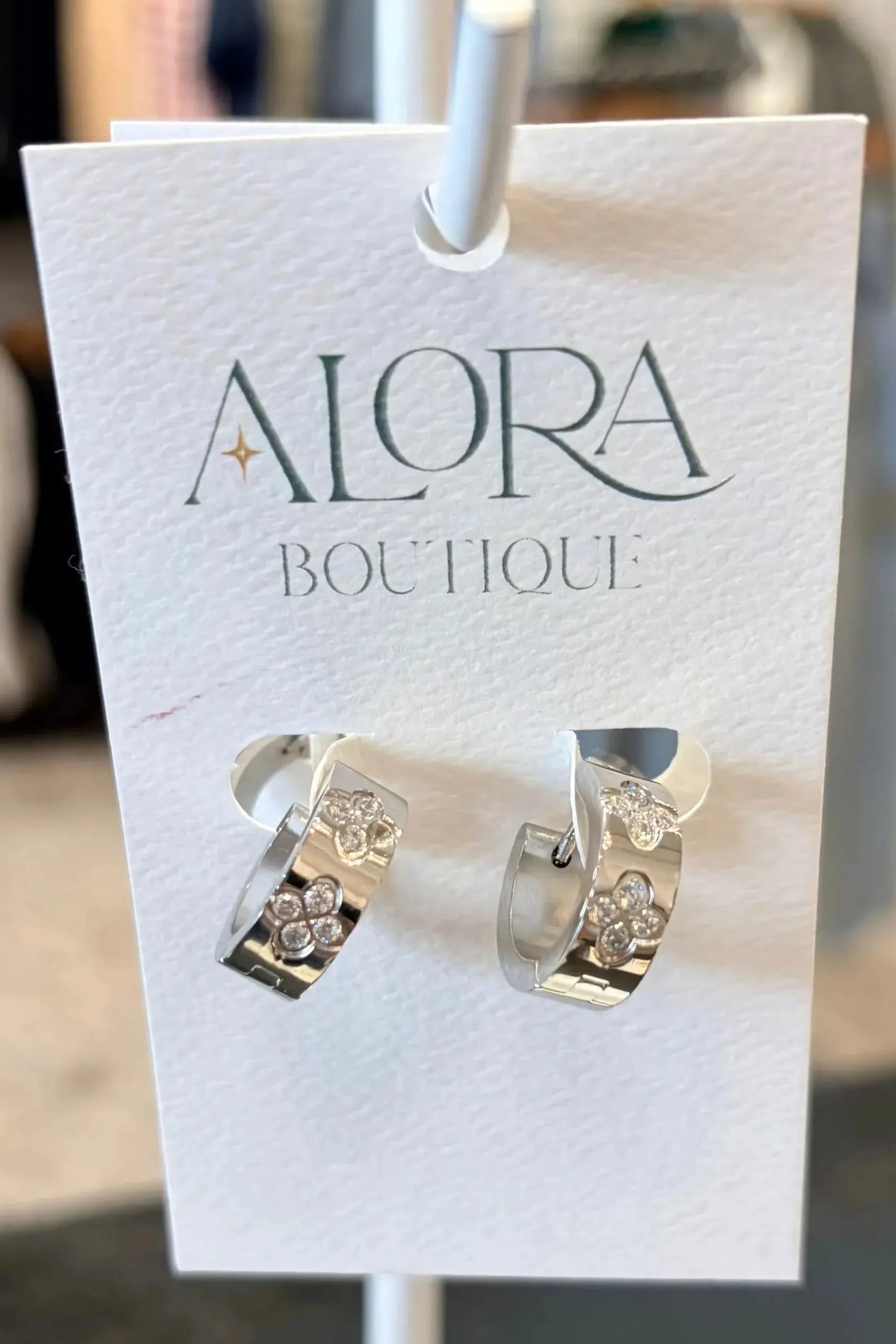 Silver Hoop Diamond accent