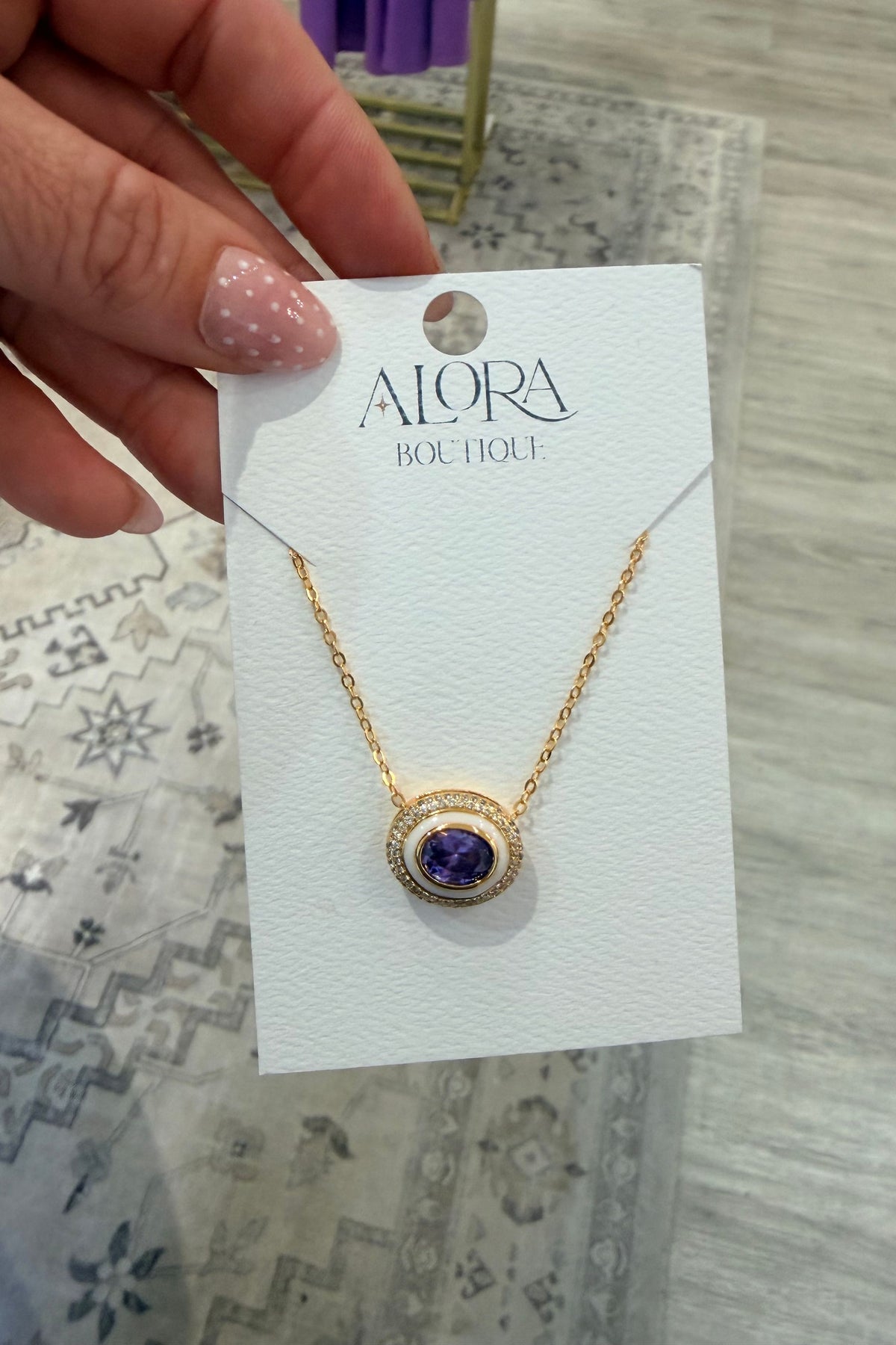 Purple Pendant Circle Necklace