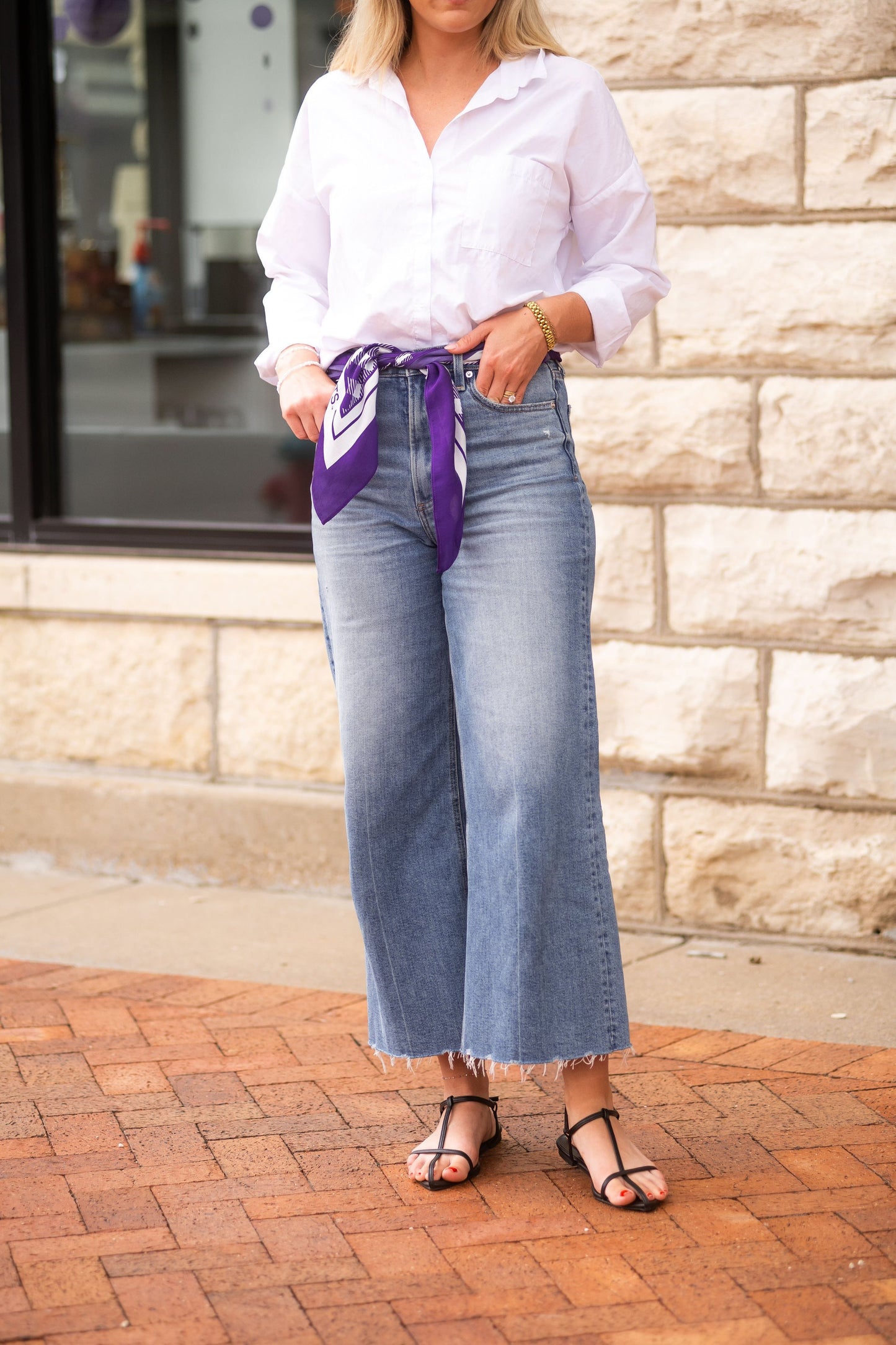 KSU Gingham Saturday Tie Scarf - Purple