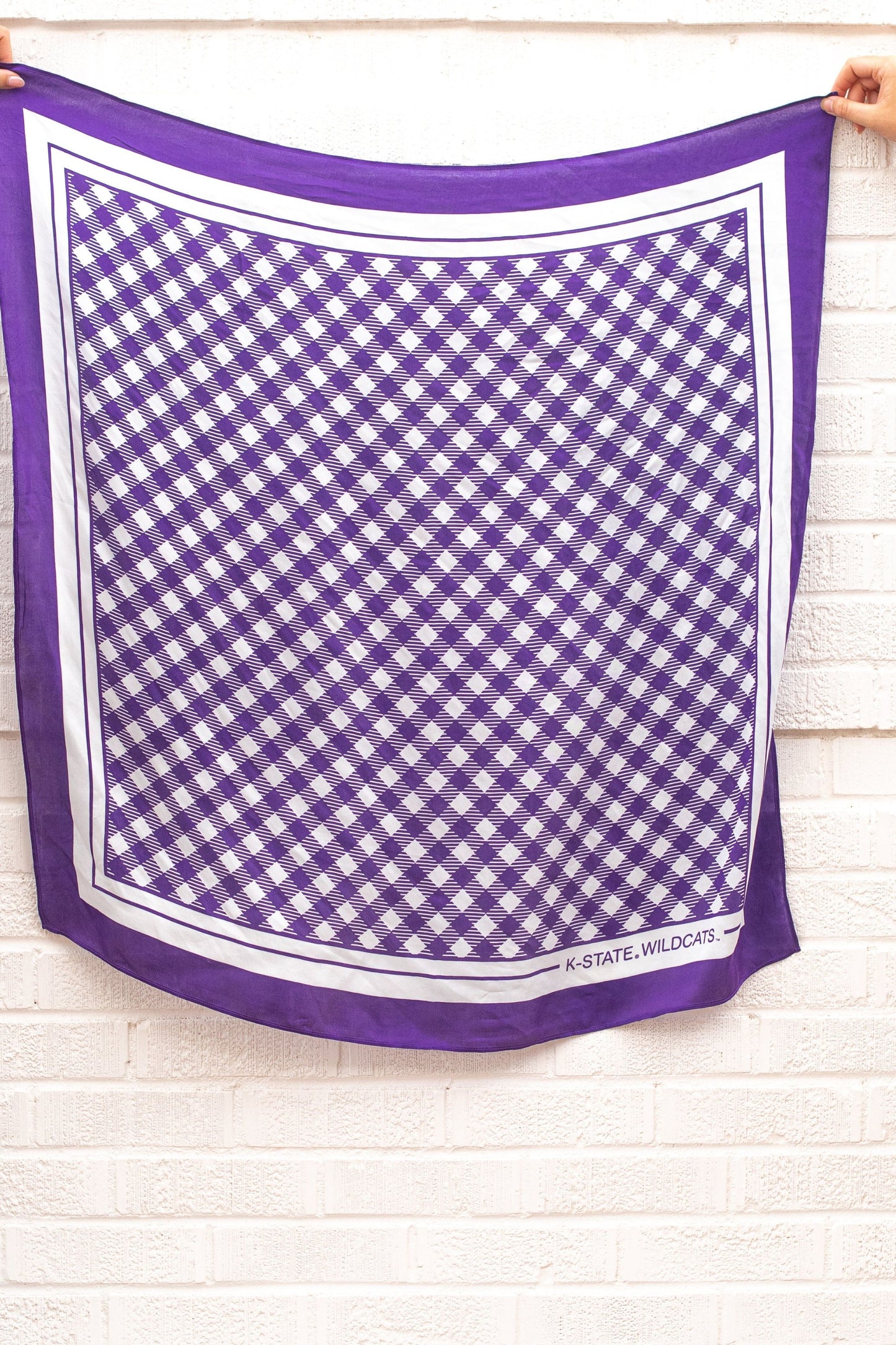 KSU Gingham Saturday Tie Scarf - Purple