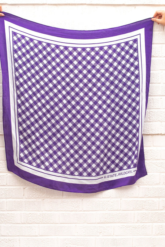 KSU Gingham Saturday Tie Scarf - Purple