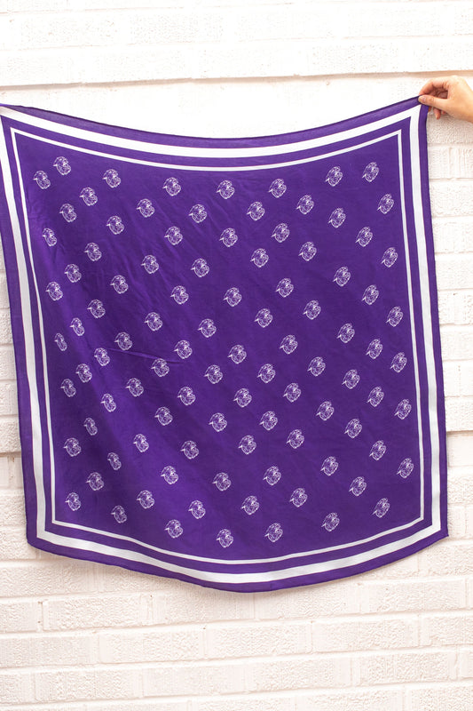 Vintage Ratty Cat Saturday Tie Scarf - Purple