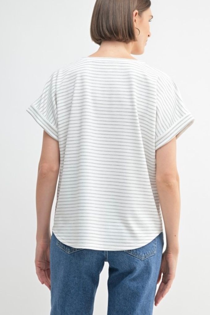 Heather Grey Textured Stripe Top