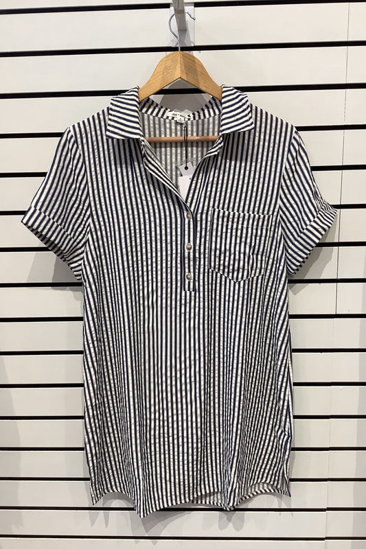 Navy and White stripe dress