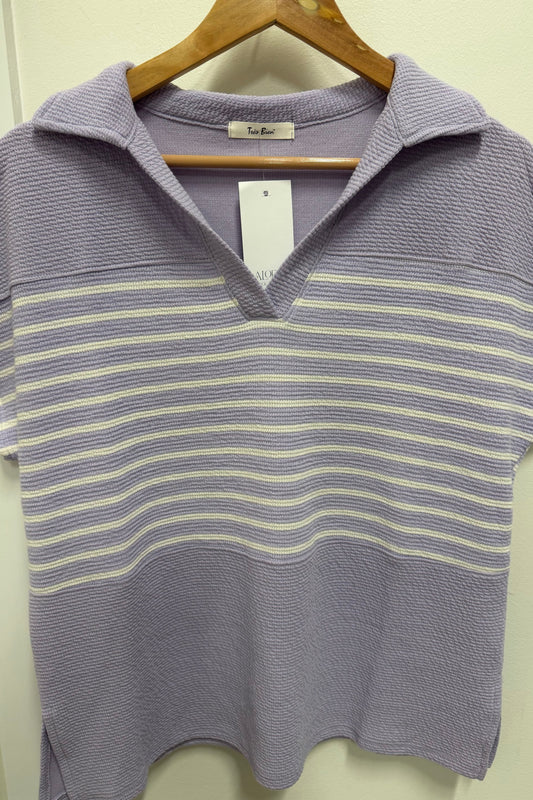 Lavender Cloud Knit Stripe Top