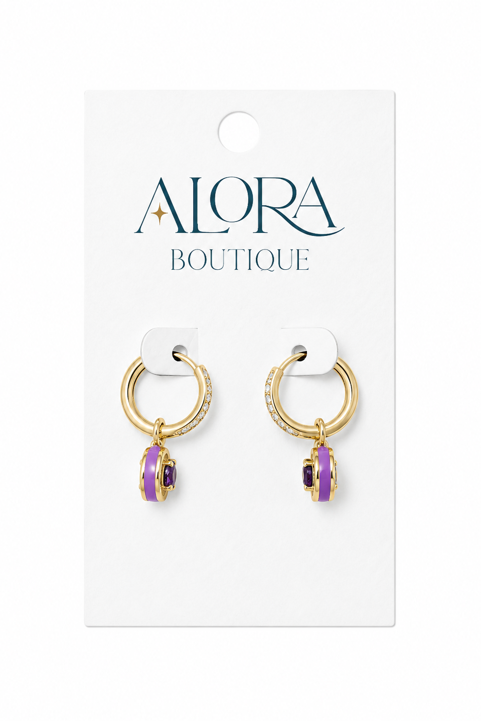 Purple enamel earring