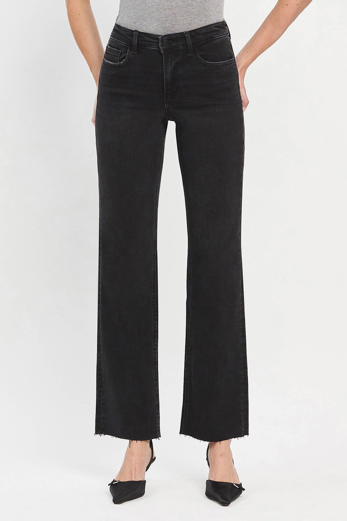 Flying Monkey High Rise Black Slim Wide Jeans