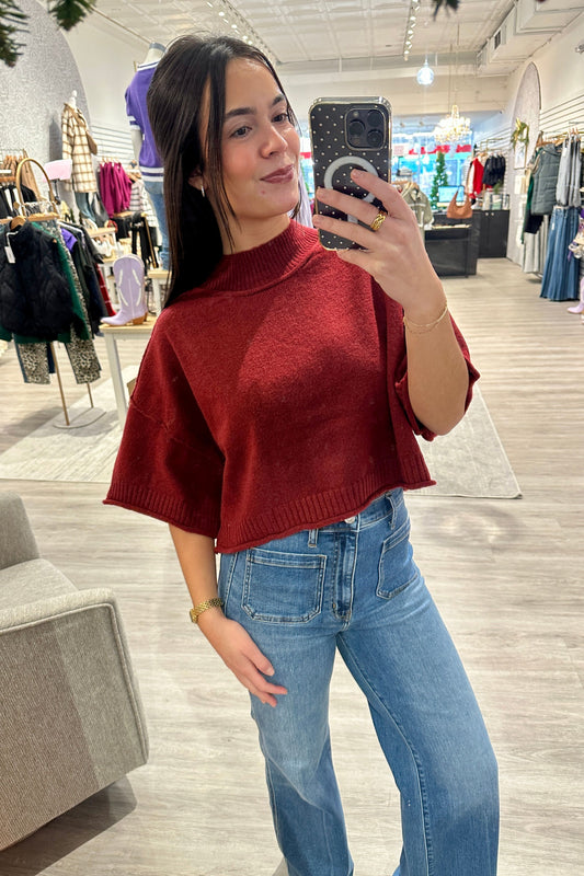 Mock Neck 3/4 Sleeve Sweater