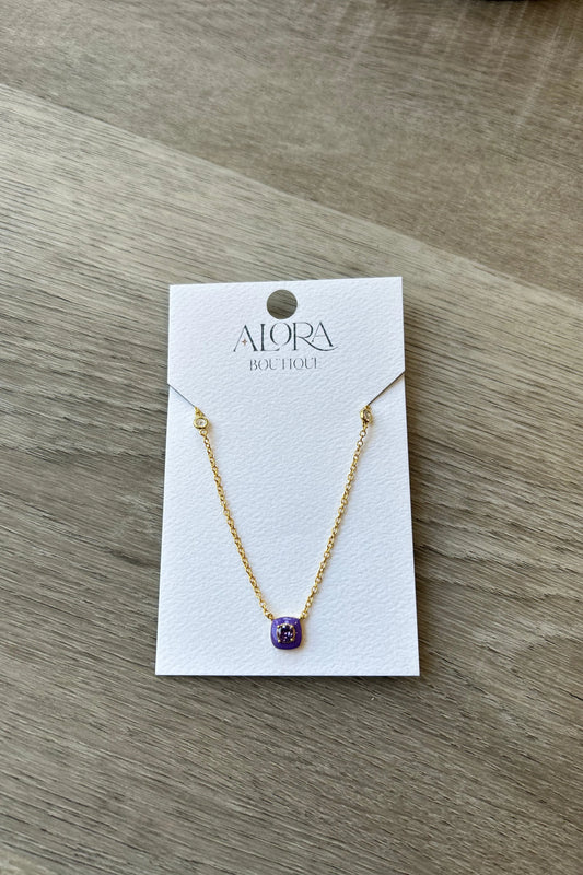 Purple Enamel Necklace