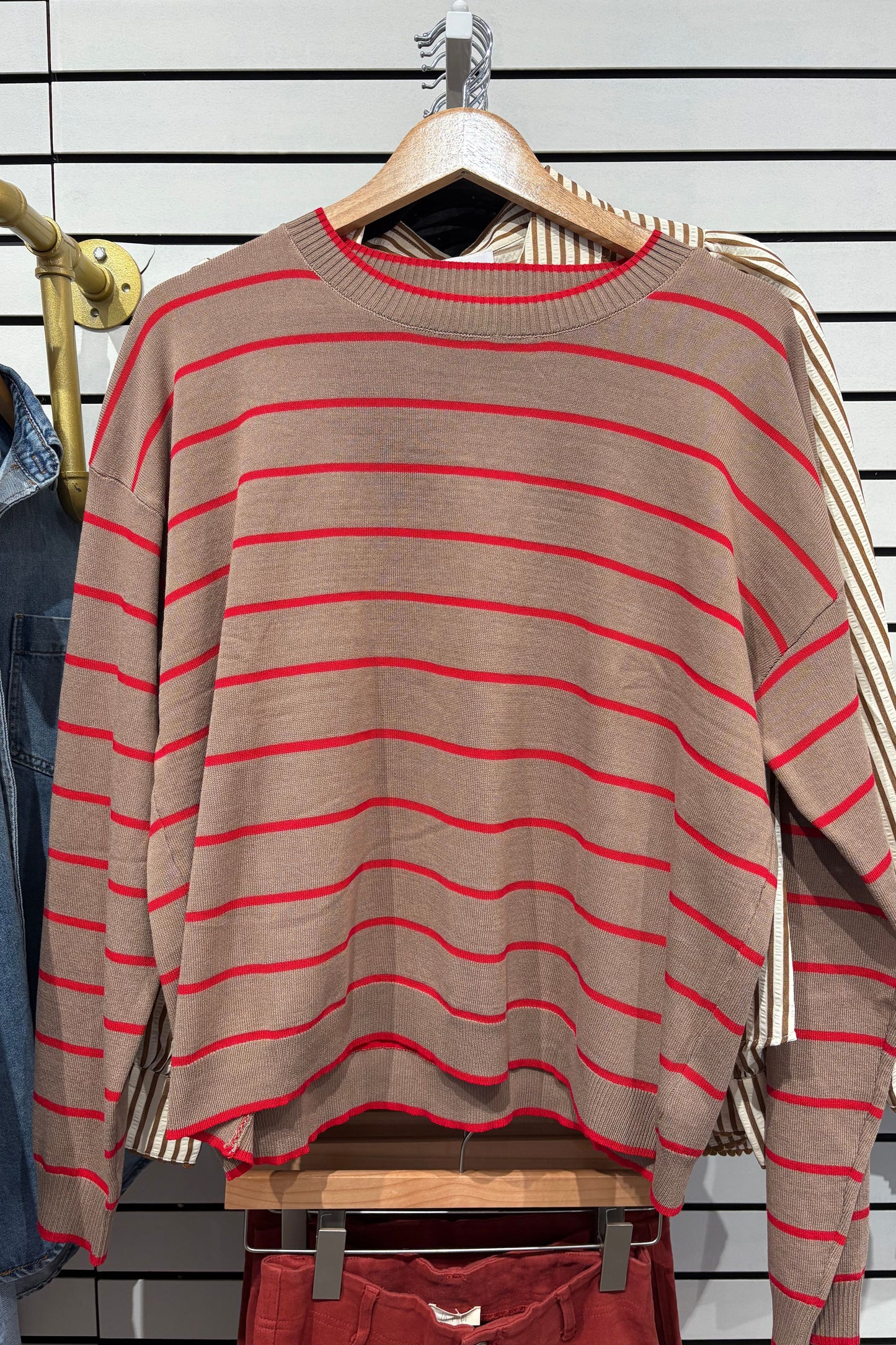Mocha Red Stripe Sweater
