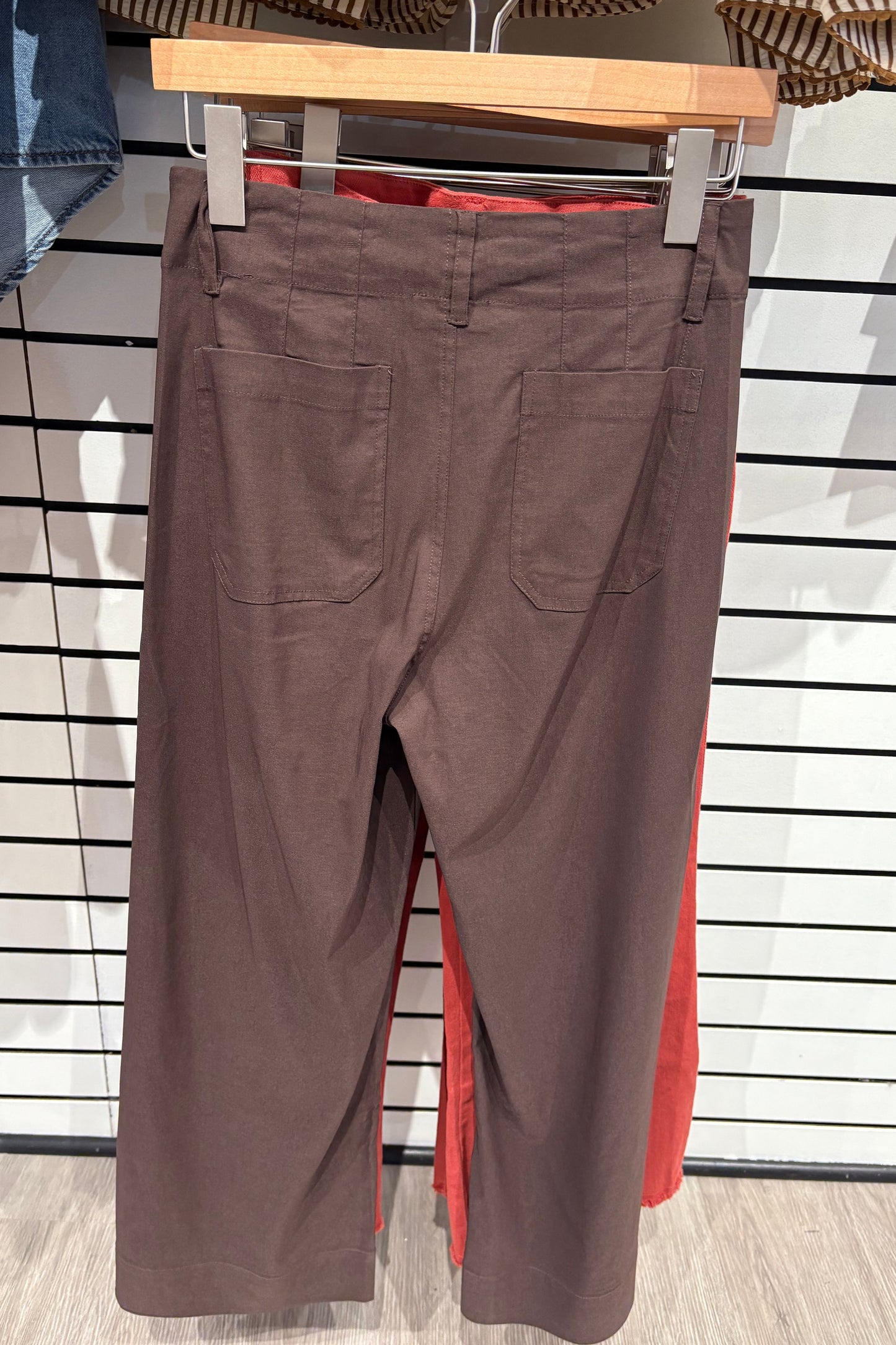 Patch Pocket Wide Leg Chocolate Jeans