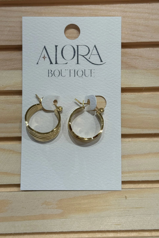Gold Thick Layered Earrings