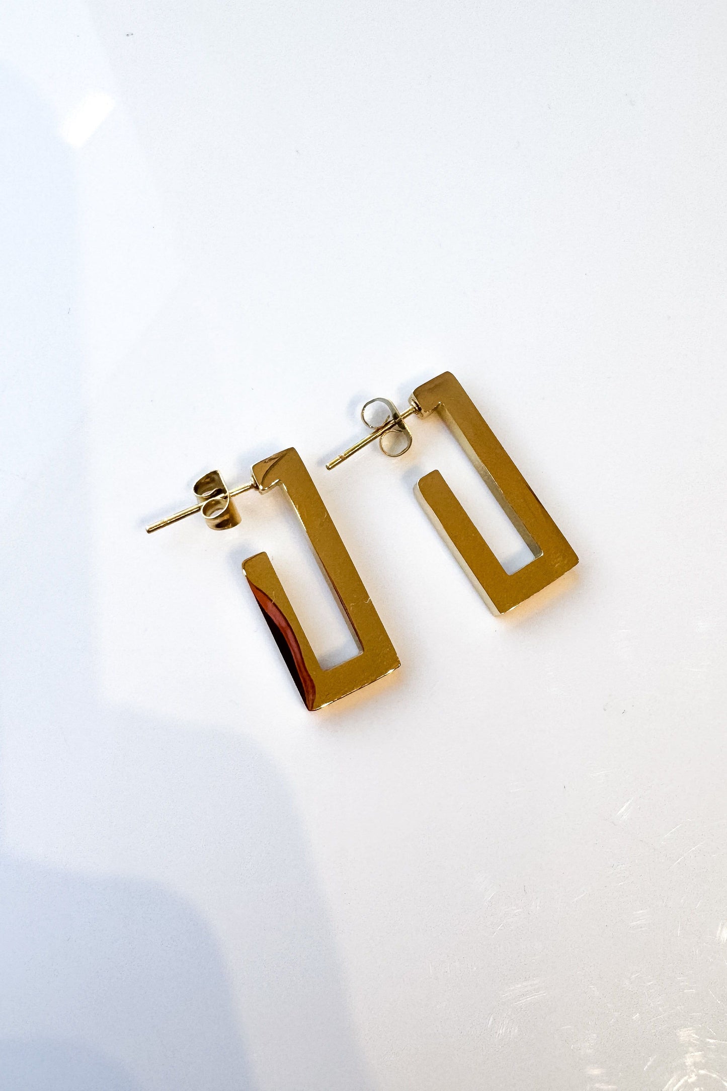 Gold Square 3/4 Hoops