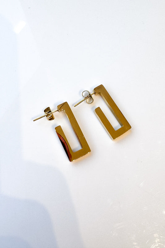 Gold Square 3/4 Hoops