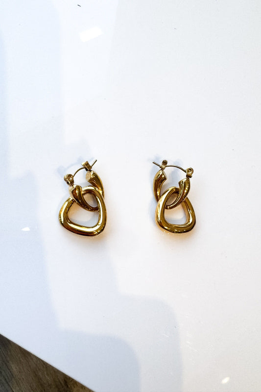 Gold Double Hooped Triangle Earrings