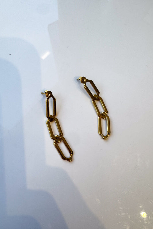 Gold Three Chain Earrings