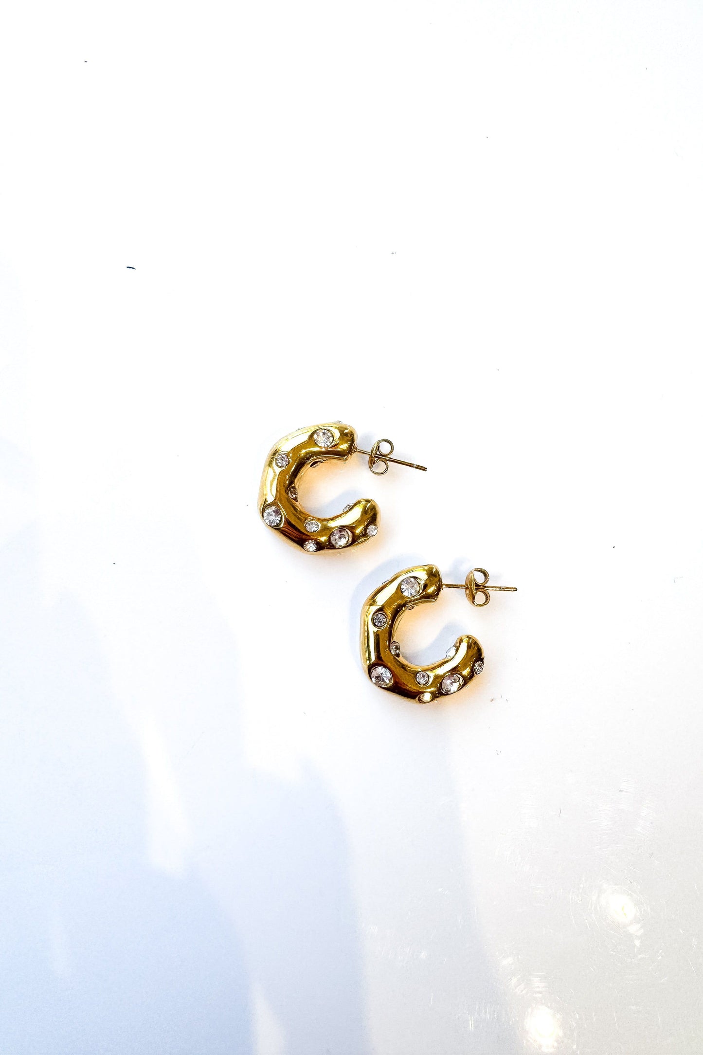 Gold Diamond Studded Hoops
