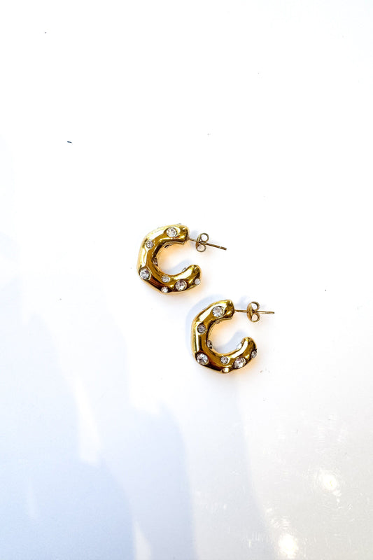 Gold Diamond Studded Hoops