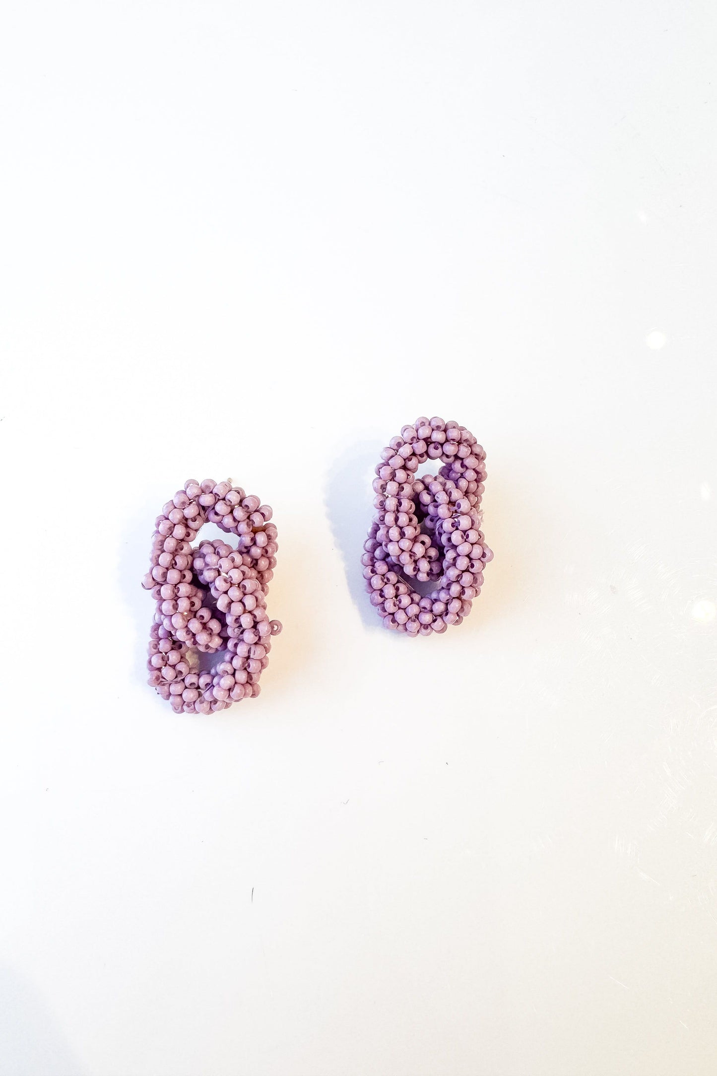 Purple Beaded Knotted Earrings