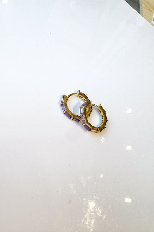 Mini Purple Rhinestone Hoops