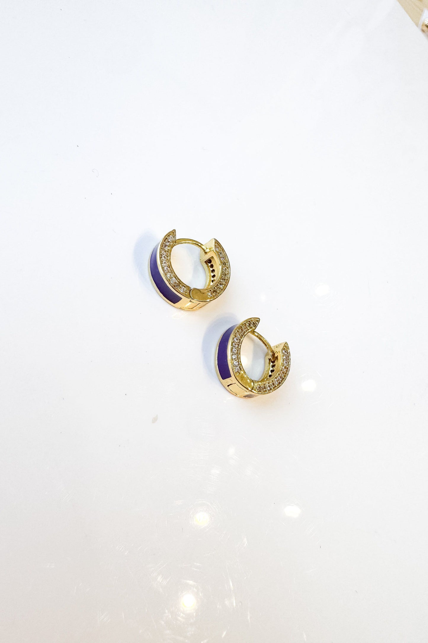 Purple Diamond Studded Hoops