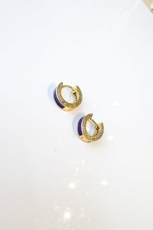 Purple Diamond Studded Hoops
