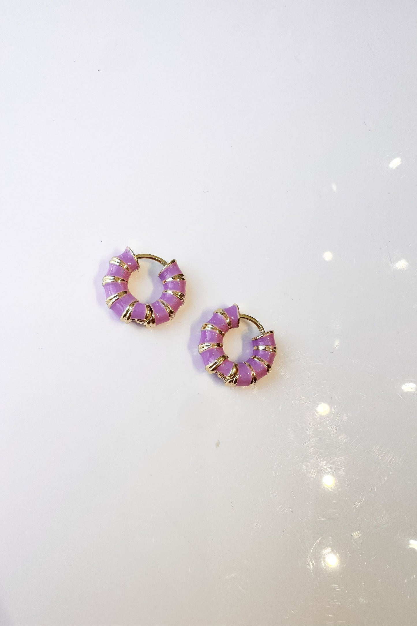 Gold and Purple Mini Textured Hoops