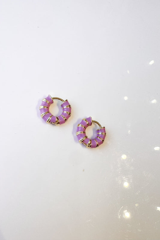 Gold and Purple Mini Textured Hoops