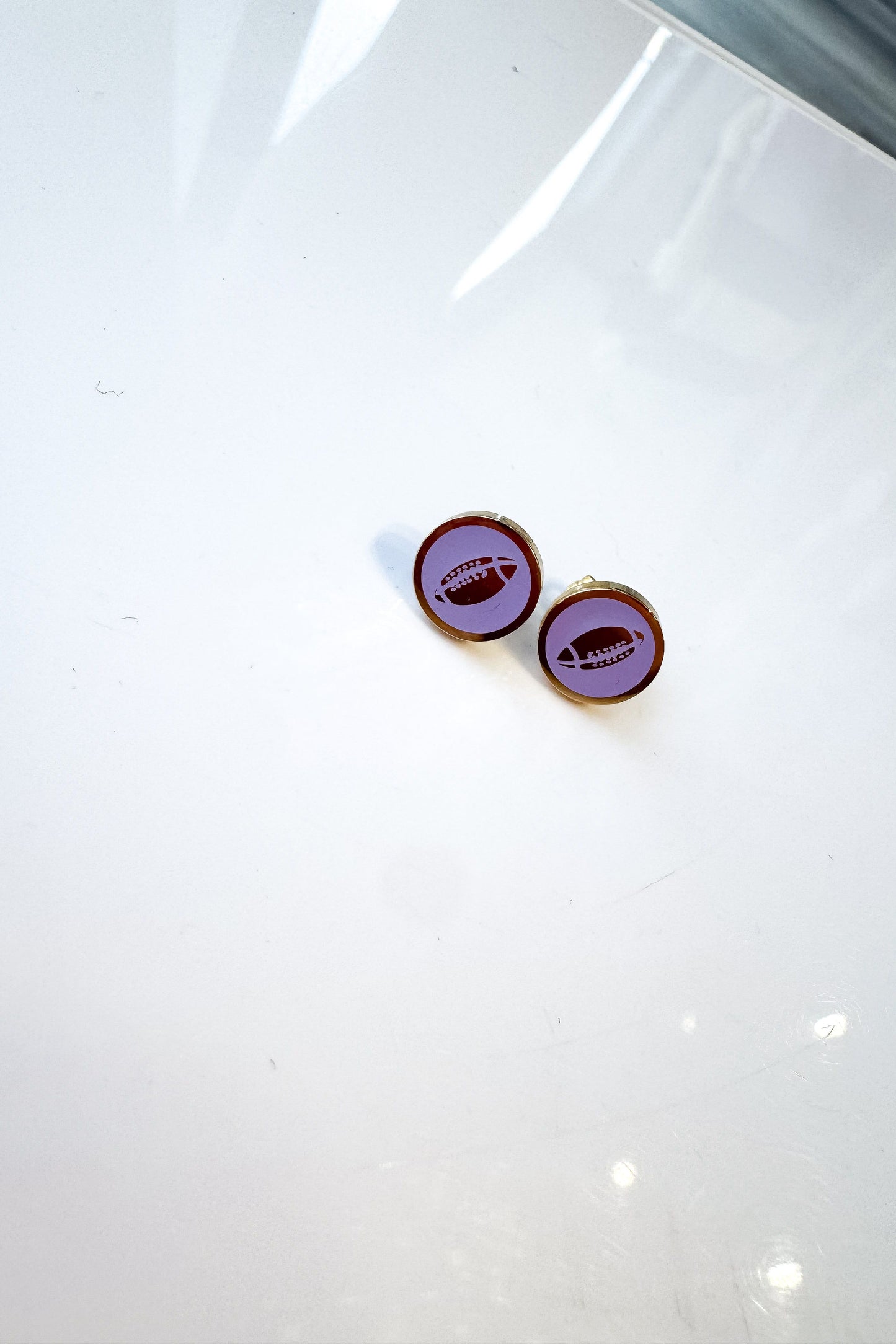 Purple and Gold Football Earrings