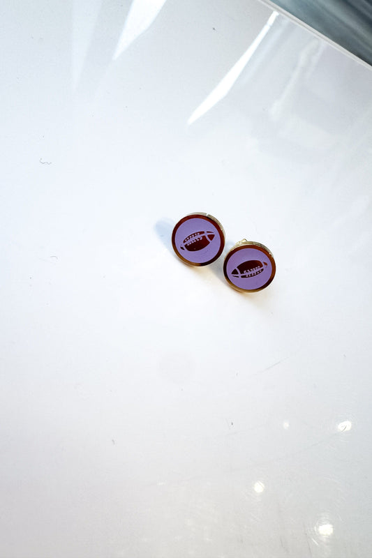 Purple and Gold Football Earrings
