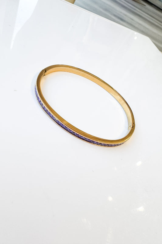 Gold Bangle With Purple Studs
