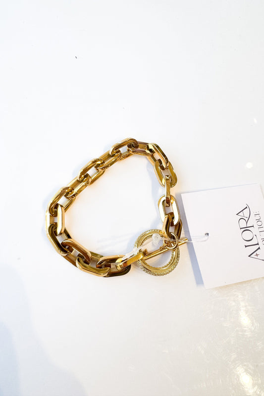 Chain Link Diamond Studded Circle Clasp