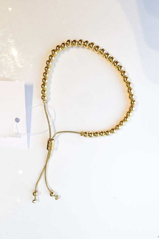 Beaded Adjustable Gold Bracelet