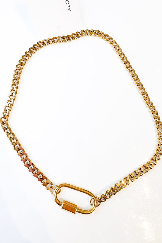 Gold Link Chain With Carabiner Clasp