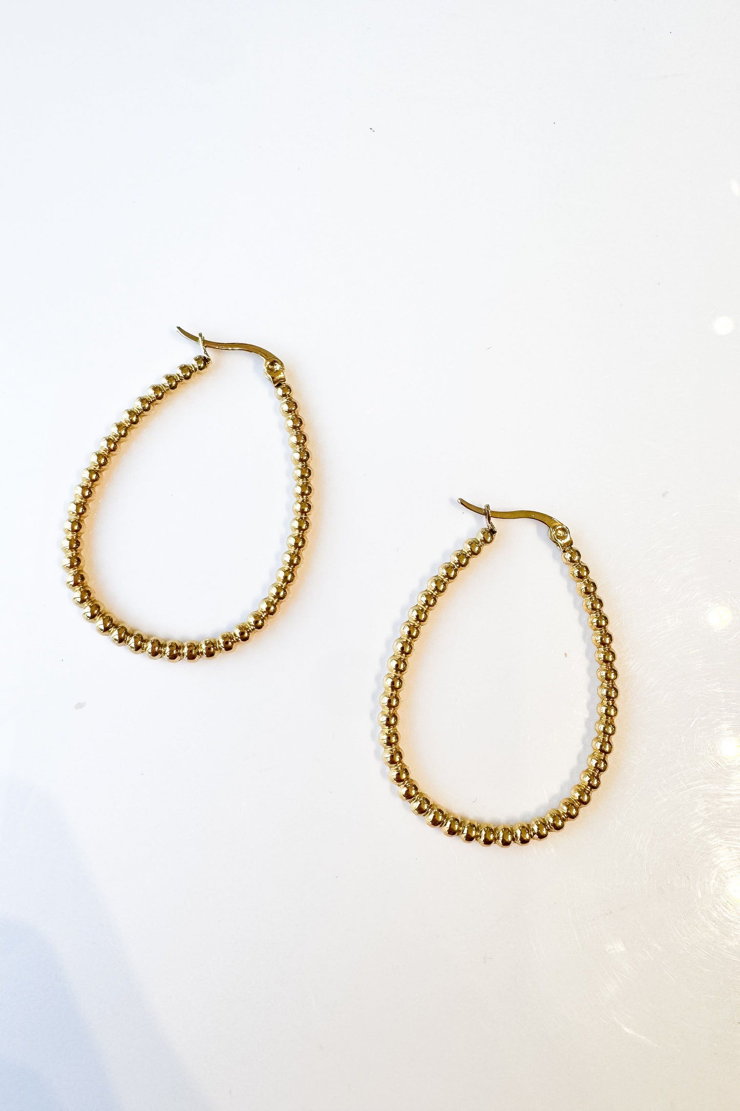 Beaded Elongated Tear Drop Earrings