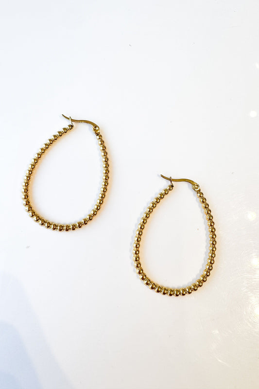 Beaded Elongated Tear Drop Earrings