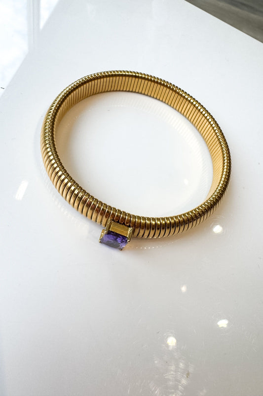 Gold Stretch Bracelet With Diamond Detail