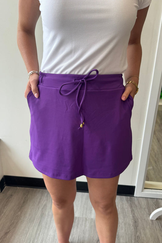 Stretchy Solid Purple Skort
