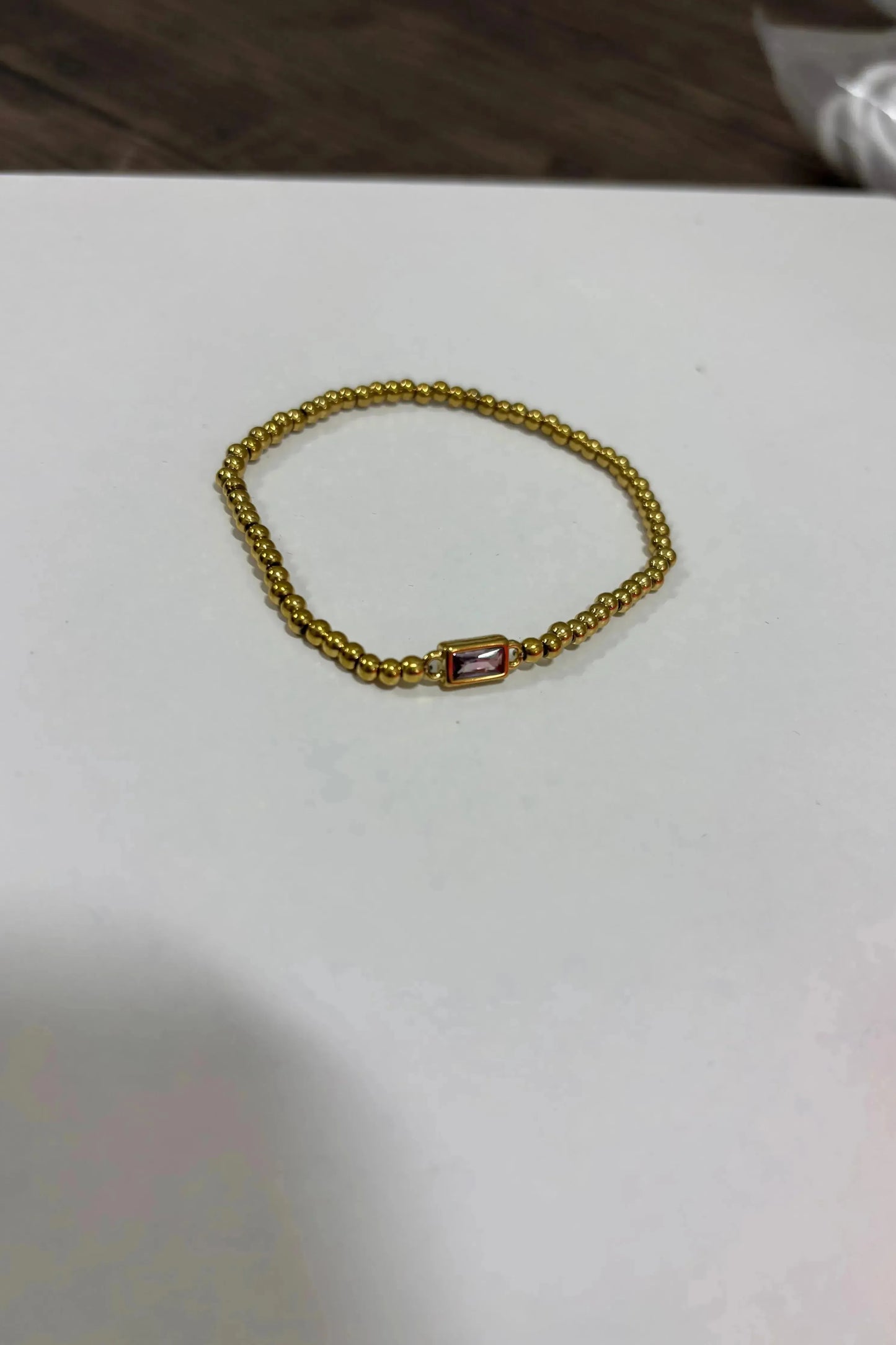 Beaded Bracelet With Purple Stone