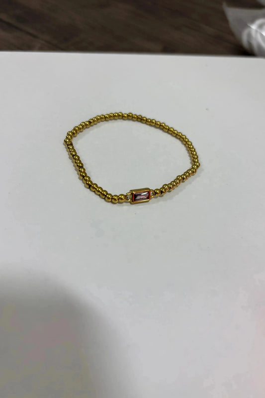 Beaded Bracelet With Purple Stone