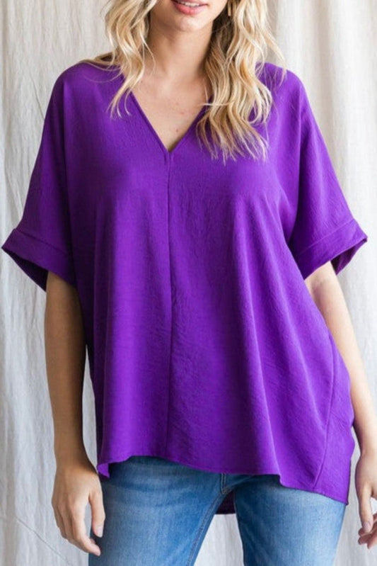 Purple Short Sleeve Blouse