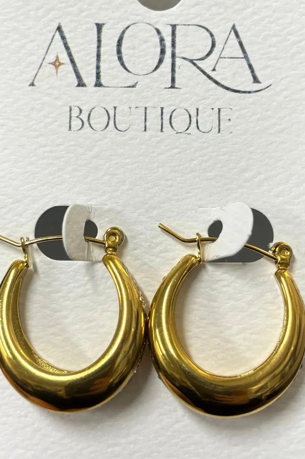 Gold 3/4 Rhinestone Detail Earrings