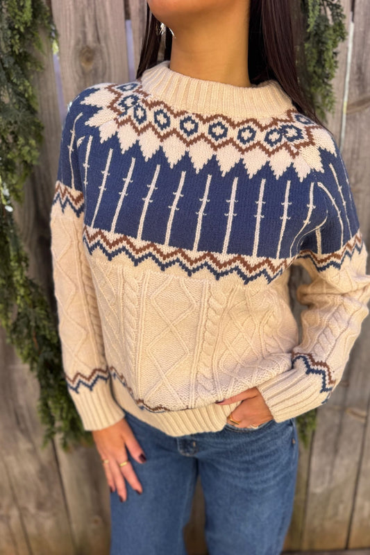 Long Sleeve Cable Knitted Sweater