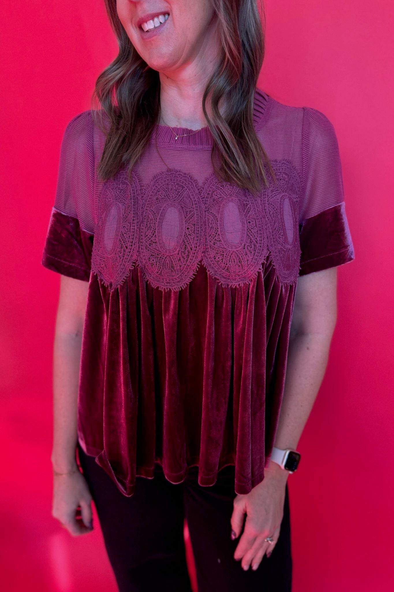 Lace Detail Babydoll Top